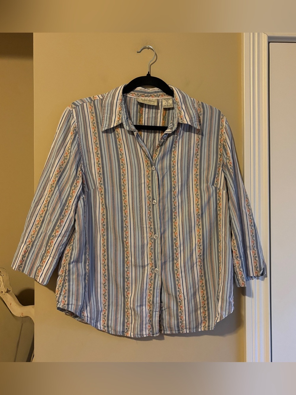 Lemon Grass Striped Cotton Button-Up Shirt